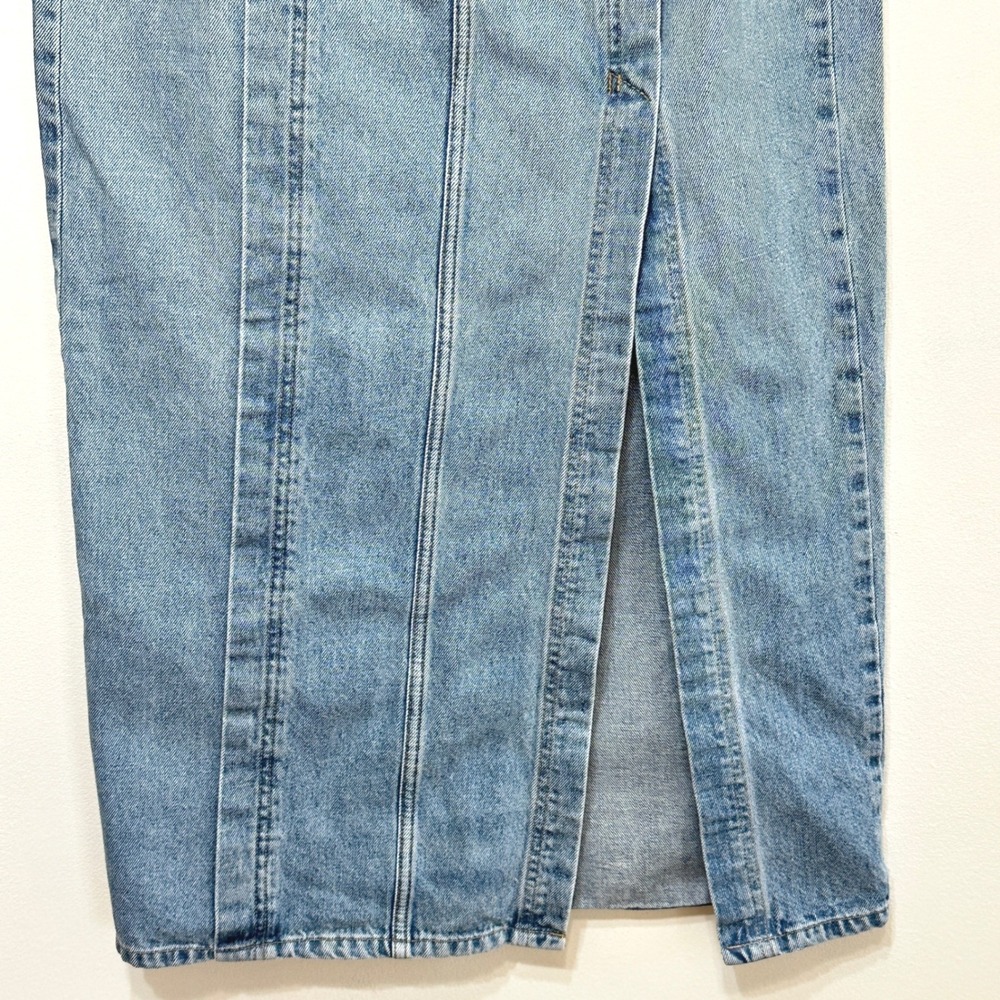 Etica Ingrid Side Slit Denim Maxi Skirt Womens 28 Light Blue Jean Organic Cotton - Picture 5 of 10